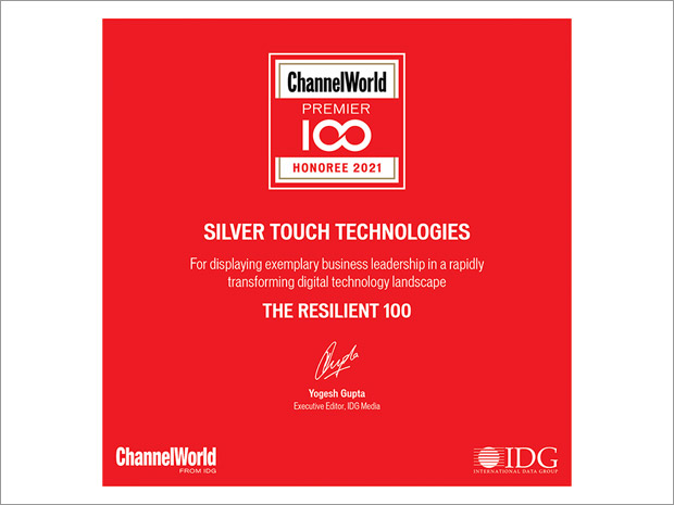 Silver Touch Technologies has won Channel World Premier 100 Award for 2021 Silver Touch Technologies has won Channel World Premier 100 Award for 2021